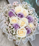 白紫色系玫瑰花束 ｜White & Purple Flower Bouquet