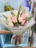 仙裡仙氣 | Pink and White Roses Bouquet