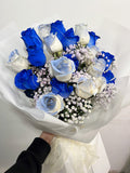 20枝藍色系混合玫瑰 ｜ 20 Blue and French blue roses bouquet