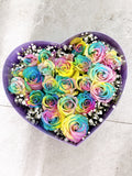 玫瑰愛心花盒 | Rainbow roses with a heart-shape box (Pre-Order)